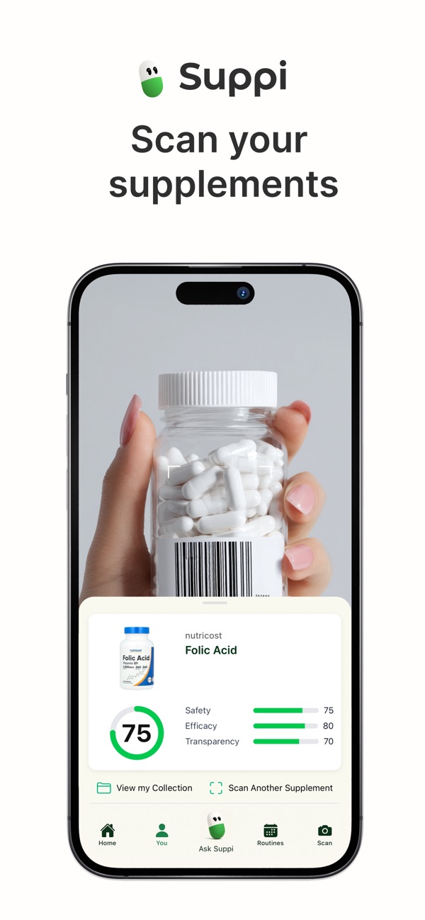 Scan supplement barcode with Suppi